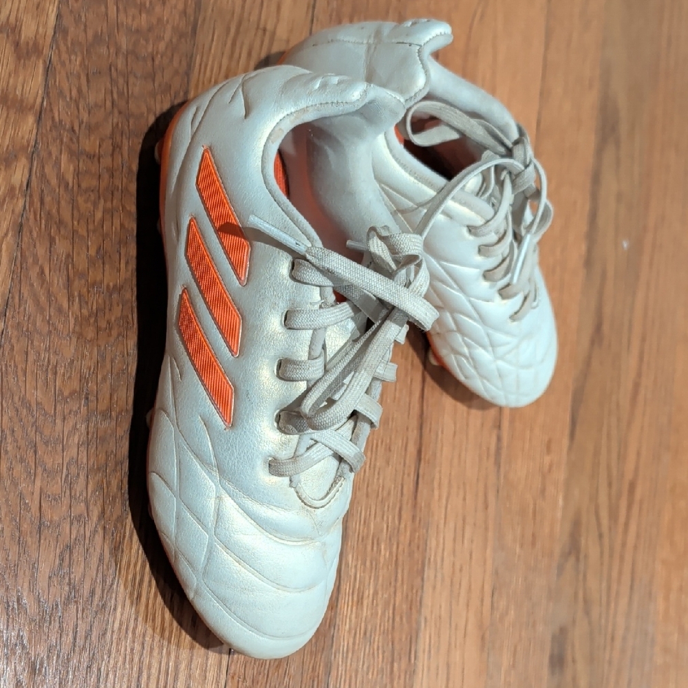 Adidas Kids Soccer Cleats in White and Orange
